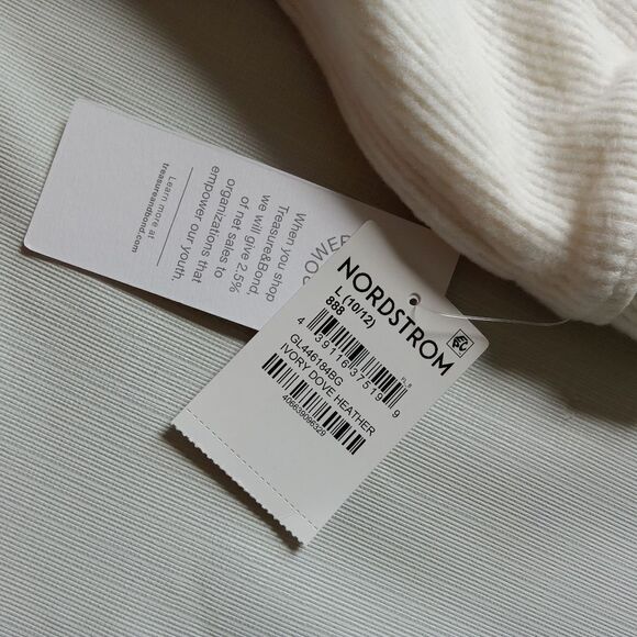 Treasure & Bond Ivory Cream Ribbed Drawstring Joggers Girls Size Large 10/12 - Picture 7 of 14